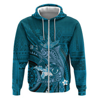 Samoa Tatau Marlin Zip Hoodie With Siapo Motifs Teal