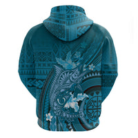 Samoa Tatau Marlin Zip Hoodie With Siapo Motifs Teal