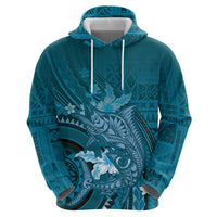 Samoa Tatau Marlin Zip Hoodie With Siapo Motifs Teal