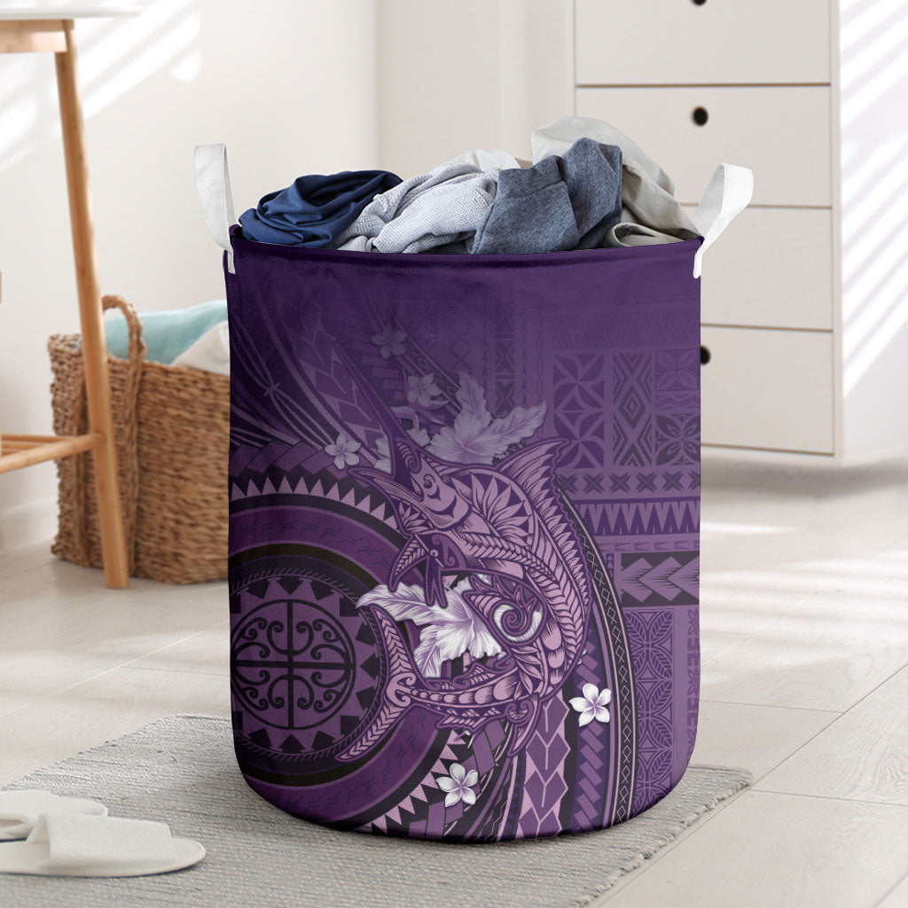 Samoa Tatau Marlin Laundry Basket With Siapo Motifs Violet