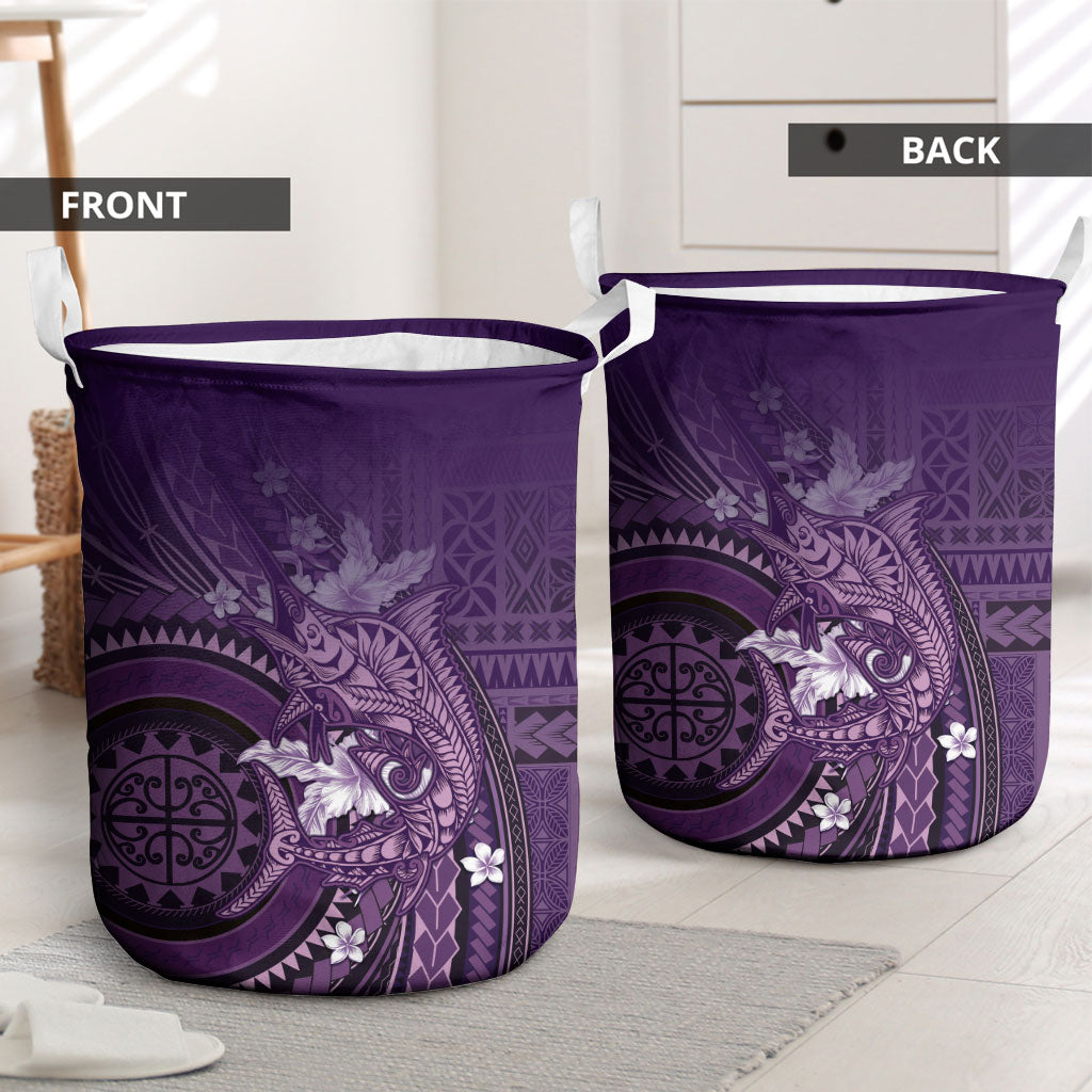 Samoa Tatau Marlin Laundry Basket With Siapo Motifs Violet