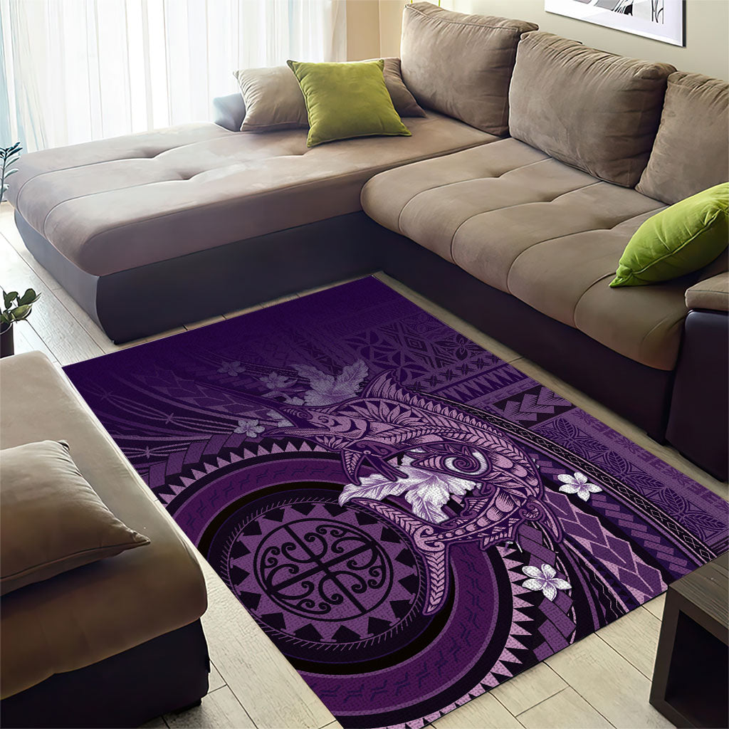 Samoa Tatau Marlin Area Rug With Siapo Motifs Violet