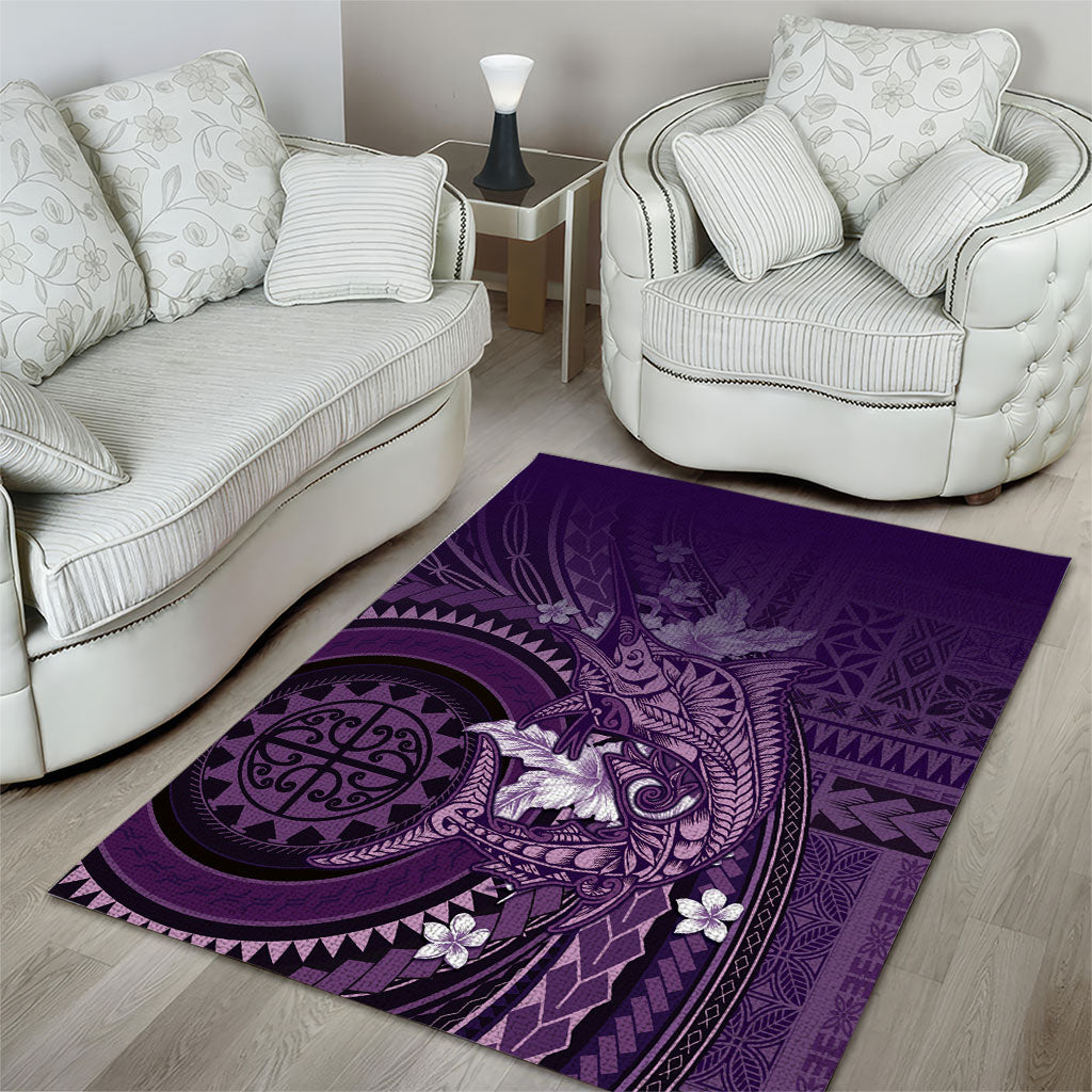 Samoa Tatau Marlin Area Rug With Siapo Motifs Violet