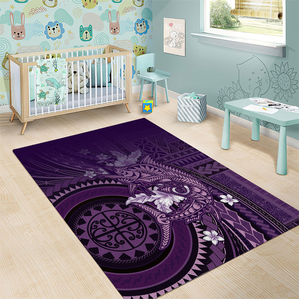 Samoa Tatau Marlin Area Rug With Siapo Motifs Violet