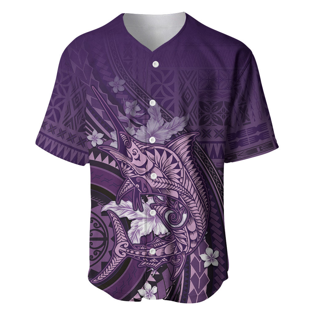 Samoa Tatau Marlin Baseball Jersey With Siapo Motifs Violet
