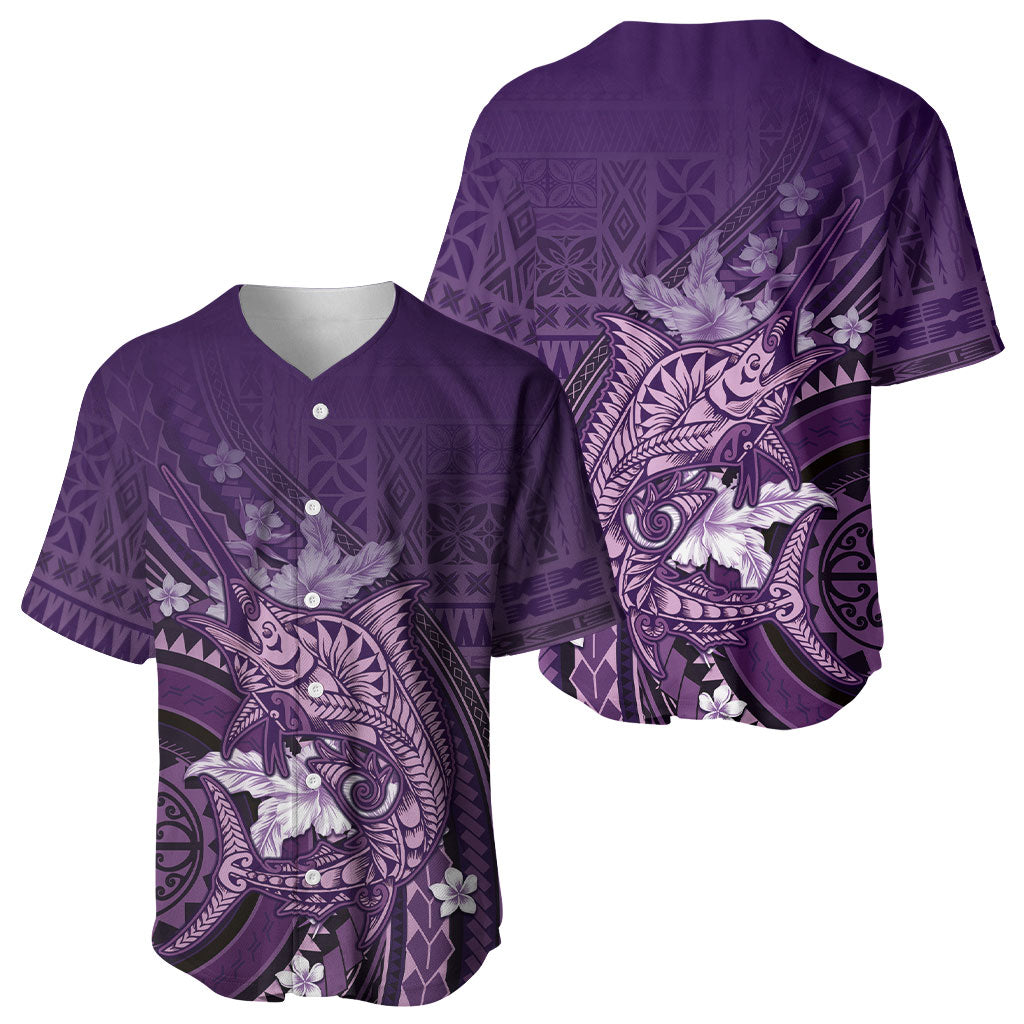 Samoa Tatau Marlin Baseball Jersey With Siapo Motifs Violet