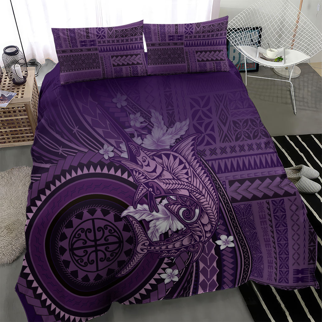Samoa Tatau Marlin Bedding Set With Siapo Motifs Violet LT05 - Polynesian Pride