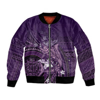 Samoa Tatau Marlin Bomber Jacket With Siapo Motifs Violet LT05 Unisex Violet - Polynesian Pride
