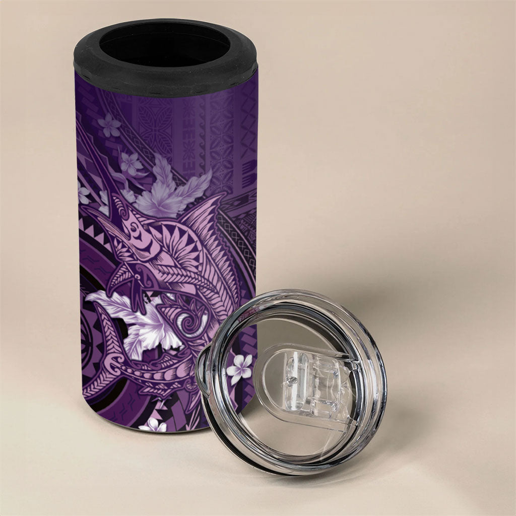 Samoa Tatau Marlin 4 in 1 Can Cooler Tumbler With Siapo Motifs Violet