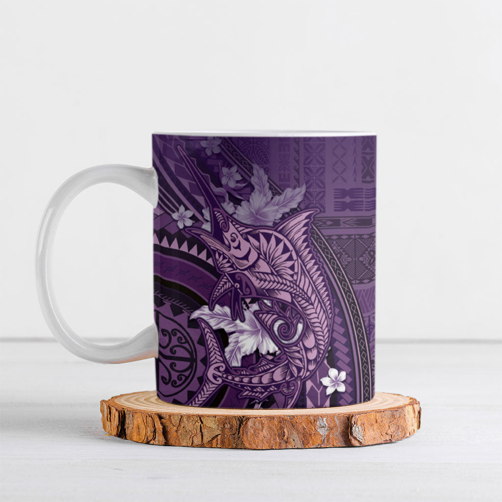 Samoa Tatau Marlin Ceramic Mug With Siapo Motifs Violet