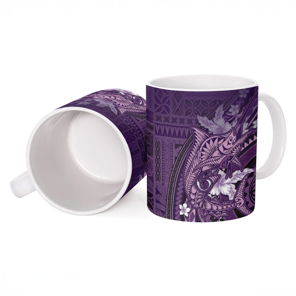 Samoa Tatau Marlin Ceramic Mug With Siapo Motifs Violet