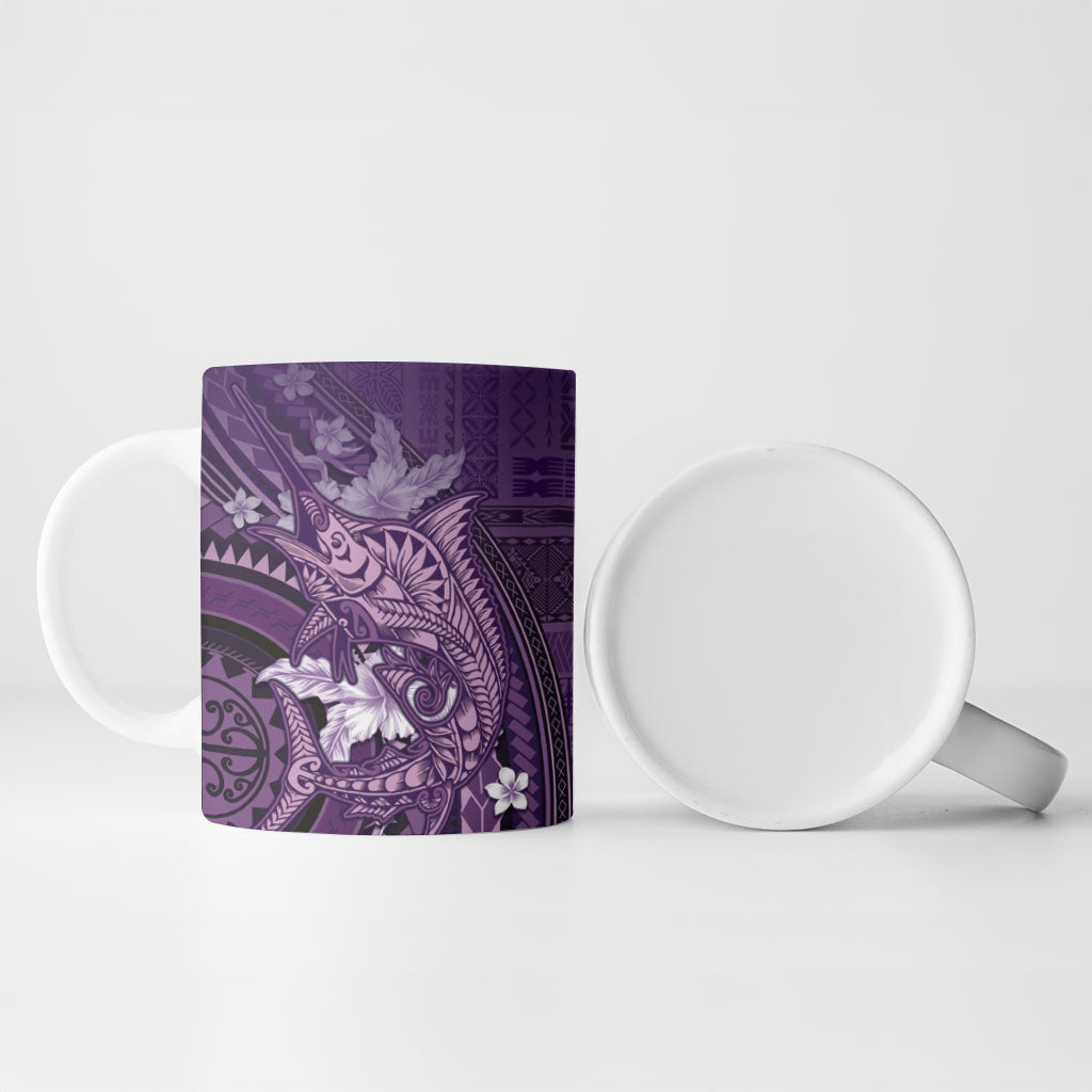 Samoa Tatau Marlin Ceramic Mug With Siapo Motifs Violet