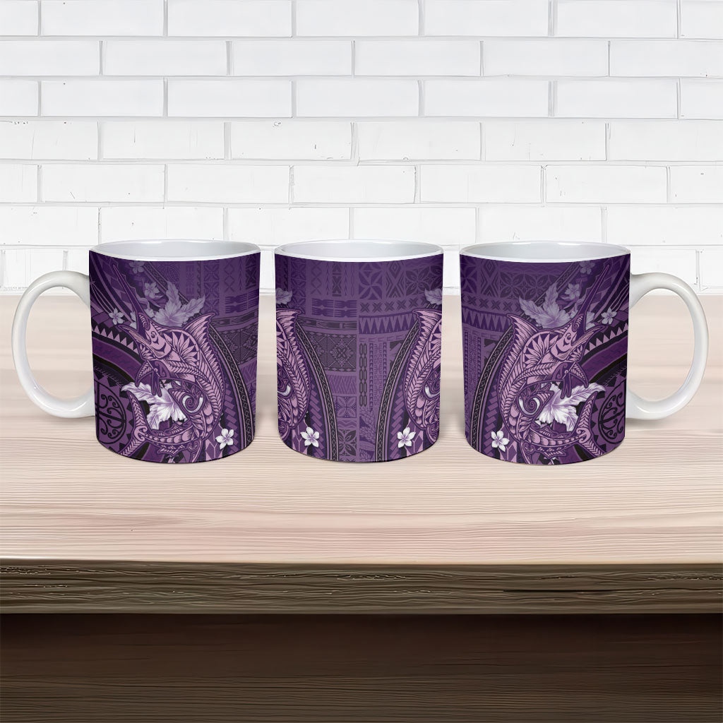 Samoa Tatau Marlin Ceramic Mug With Siapo Motifs Violet