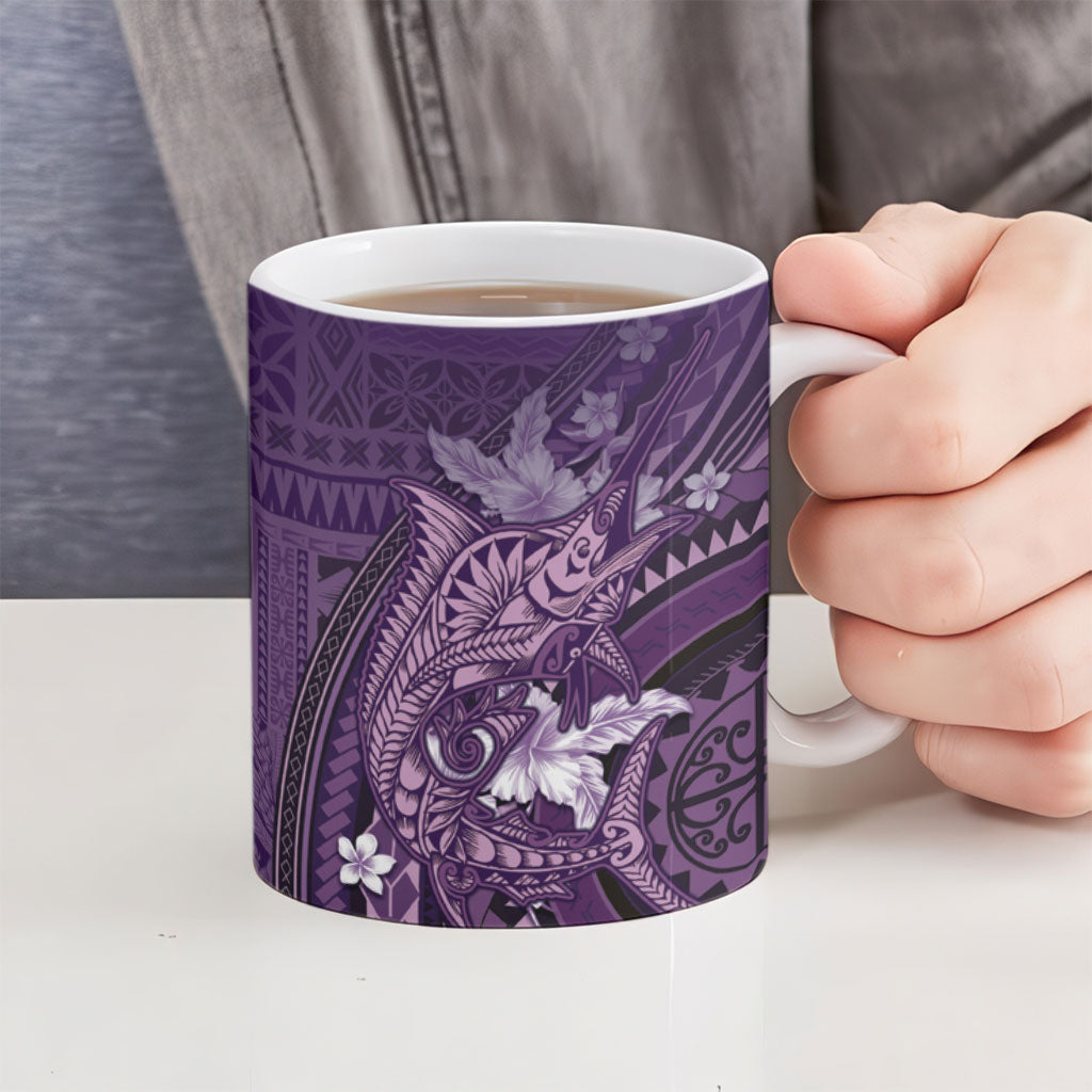 Samoa Tatau Marlin Ceramic Mug With Siapo Motifs Violet