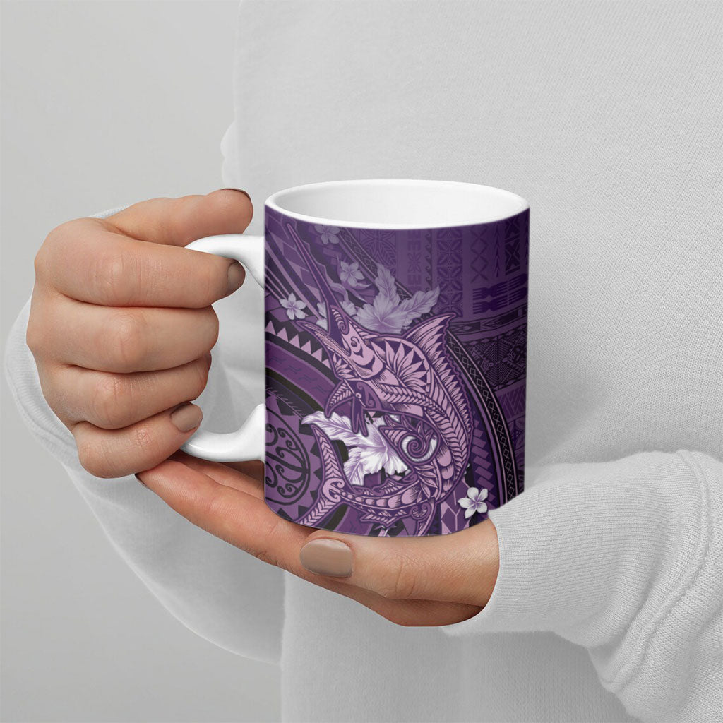 Samoa Tatau Marlin Ceramic Mug With Siapo Motifs Violet