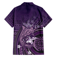 Samoa Tatau Marlin Family Matching Mermaid Dress and Hawaiian Shirt With Siapo Motifs Violet