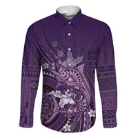 Samoa Tatau Marlin Family Matching Mermaid Dress and Hawaiian Shirt With Siapo Motifs Violet