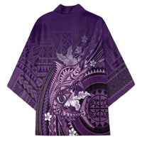 Samoa Tatau Marlin Kimono With Siapo Motifs Violet