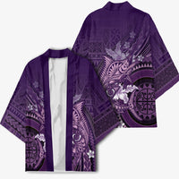 Samoa Tatau Marlin Kimono With Siapo Motifs Violet