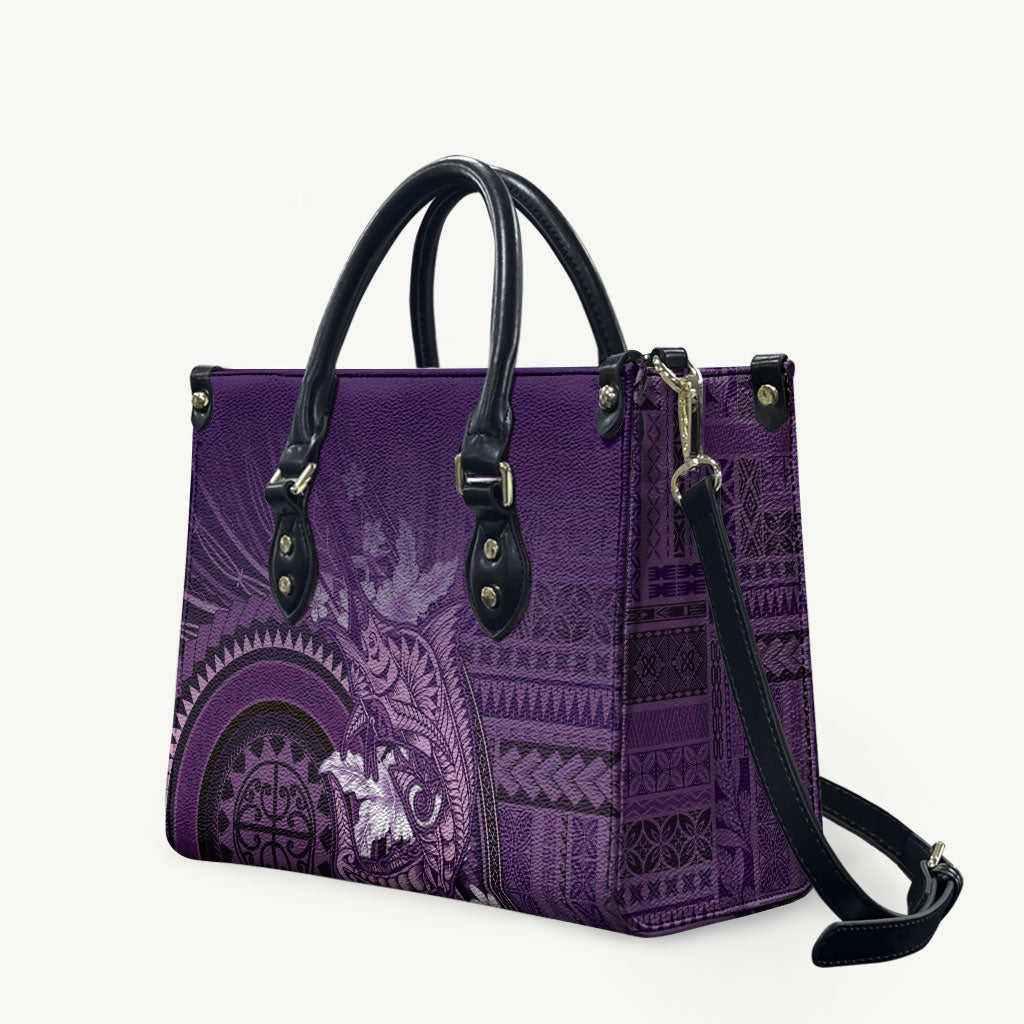 Samoa Tatau Marlin Leather Bag With Siapo Motifs Violet
