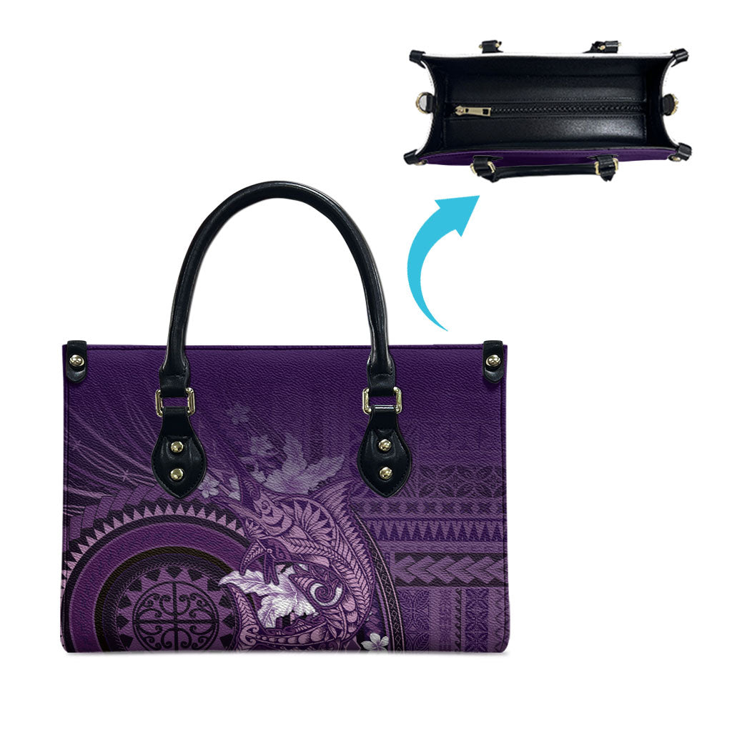 Samoa Tatau Marlin Leather Bag With Siapo Motifs Violet