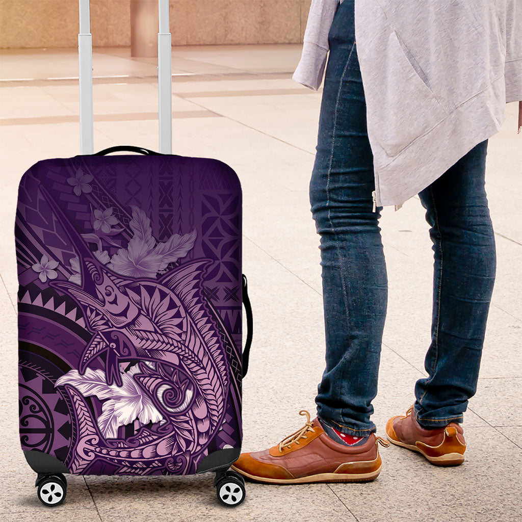 Samoa Tatau Marlin Luggage Cover With Siapo Motifs Violet