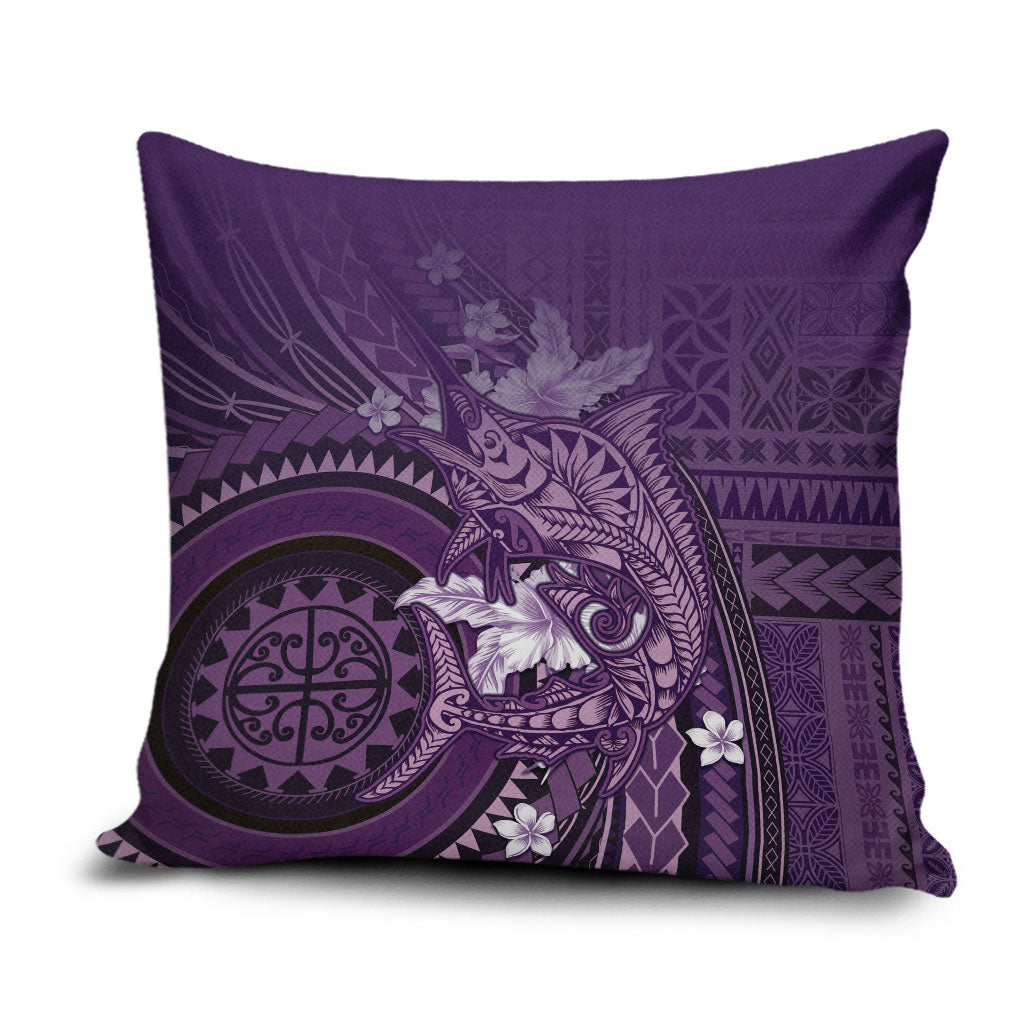 Samoa Tatau Marlin Pillow Cover With Siapo Motifs Violet