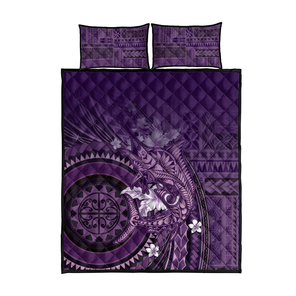 Samoa Tatau Marlin Quilt Bed Set With Siapo Motifs Violet