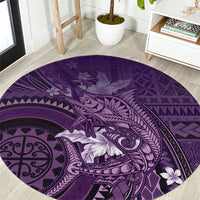 Samoa Tatau Marlin Round Carpet With Siapo Motifs Violet