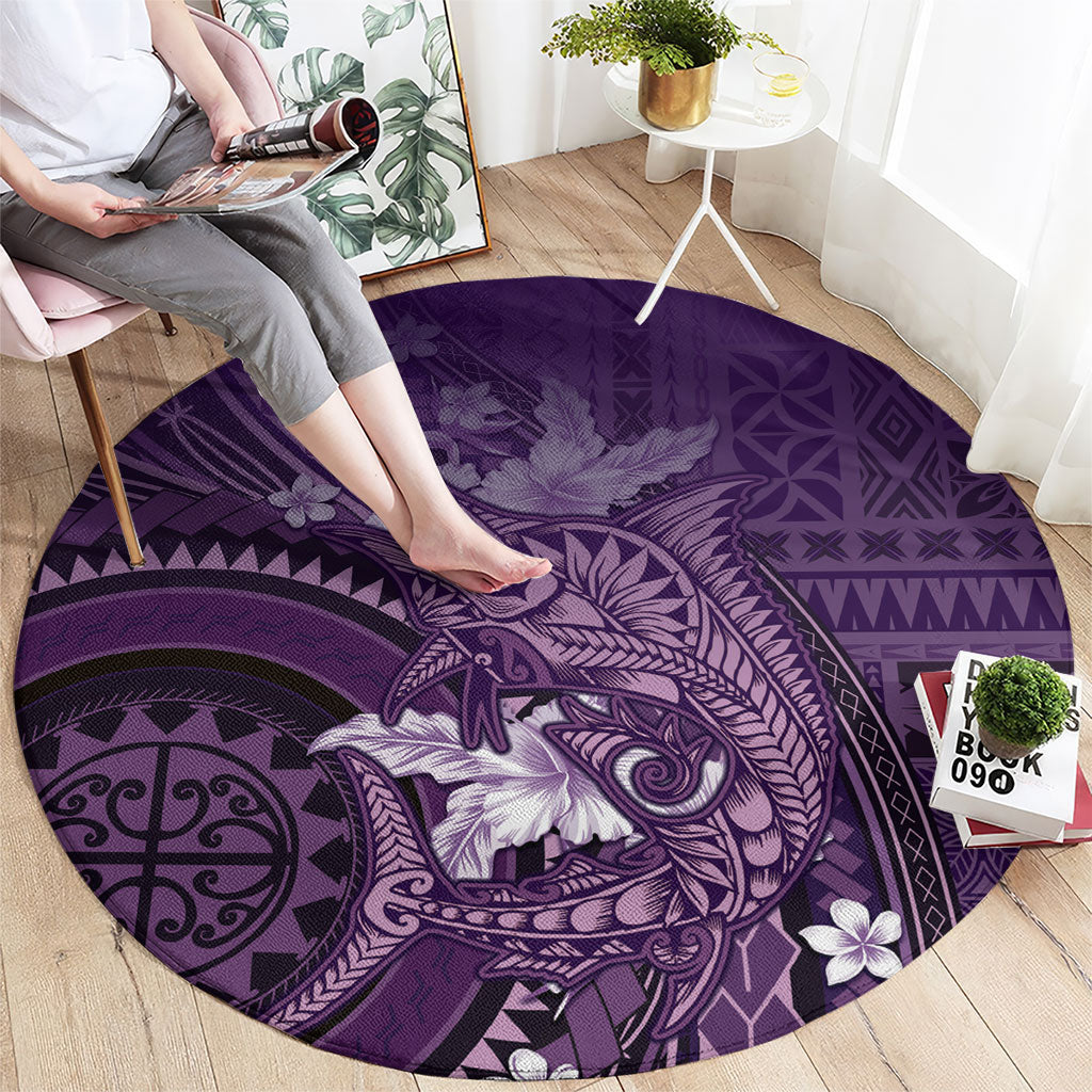 Samoa Tatau Marlin Round Carpet With Siapo Motifs Violet
