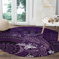 Samoa Tatau Marlin Round Carpet With Siapo Motifs Violet