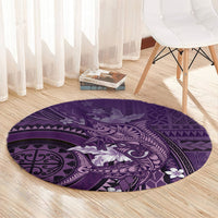 Samoa Tatau Marlin Round Carpet With Siapo Motifs Violet