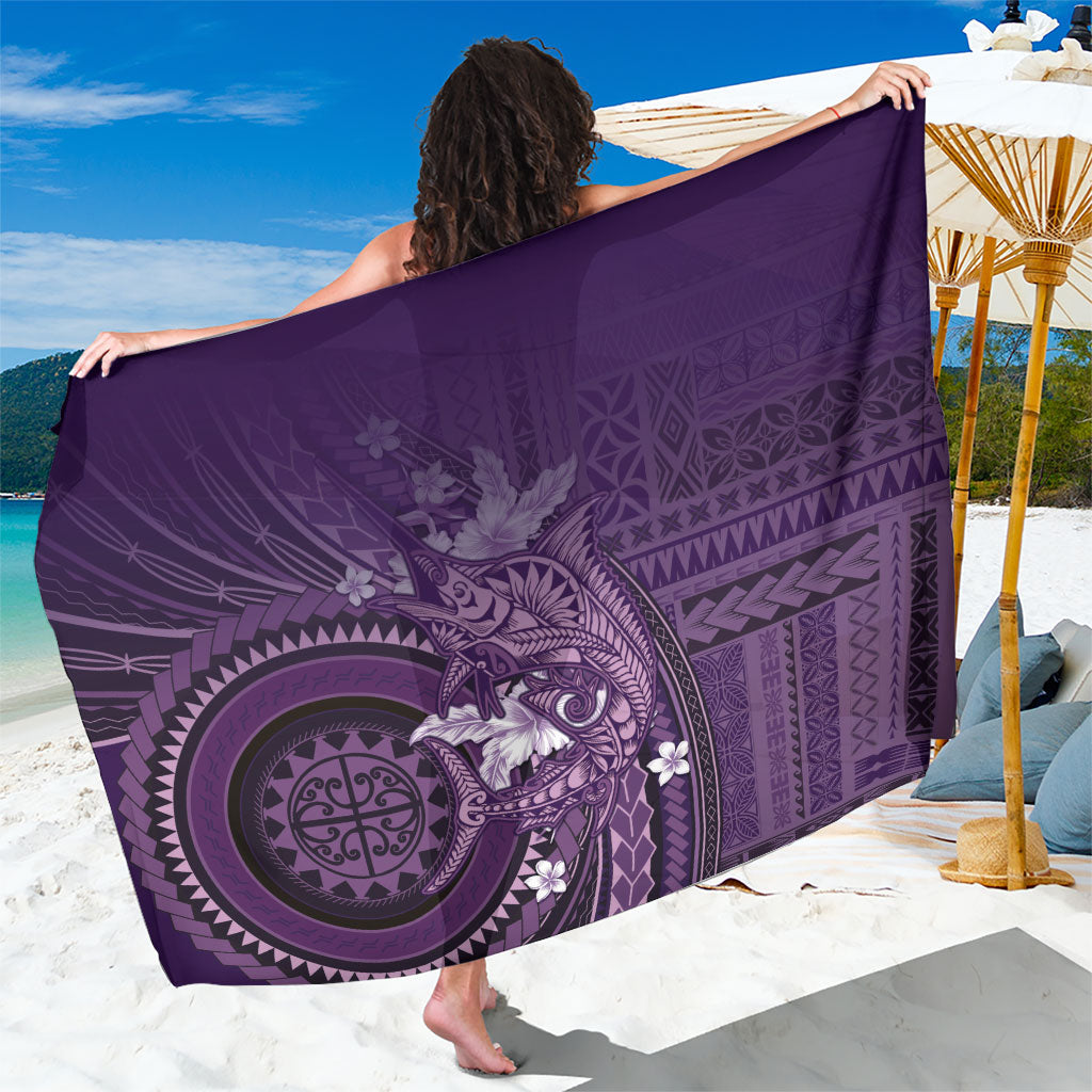 Samoa Tatau Marlin Sarong With Siapo Motifs Violet
