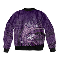 Samoa Tatau Marlin Sleeve Zip Bomber Jacket With Siapo Motifs Violet LT05 - Polynesian Pride