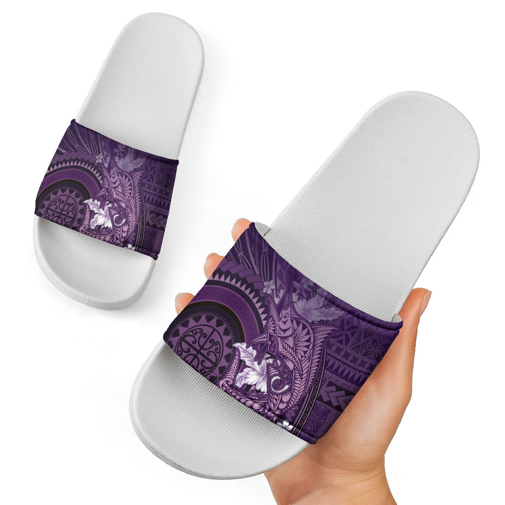 Samoa Tatau Marlin Slide Sandals With Siapo Motifs Violet