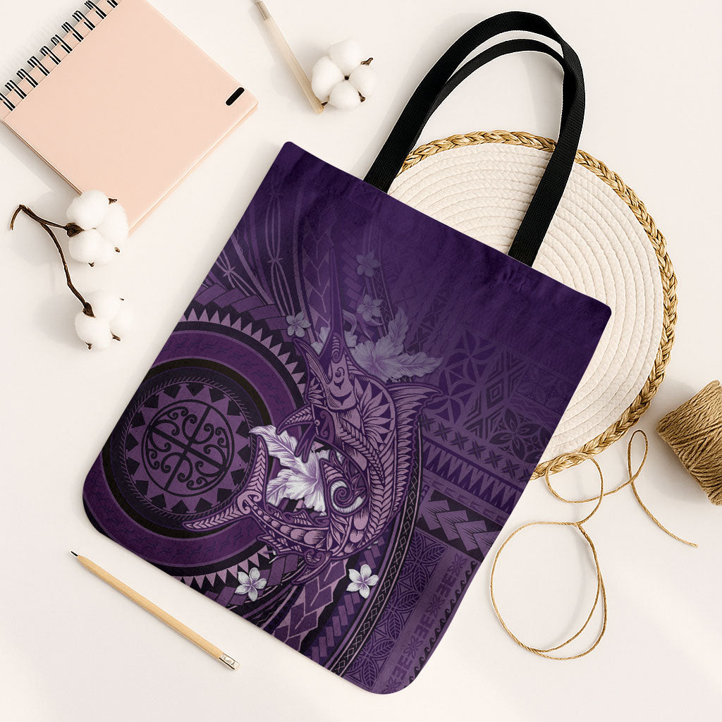 Samoa Tatau Marlin Tote Bag With Siapo Motifs Violet