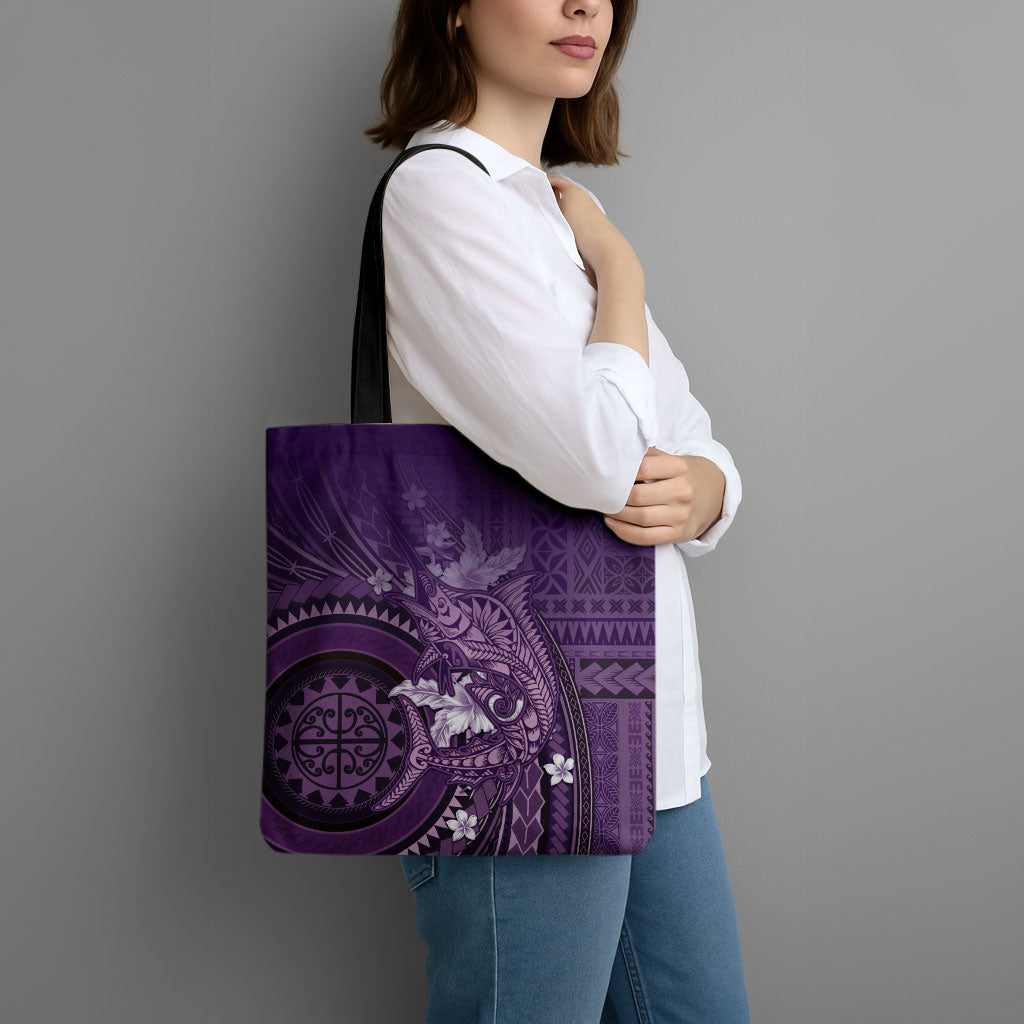 Samoa Tatau Marlin Tote Bag With Siapo Motifs Violet