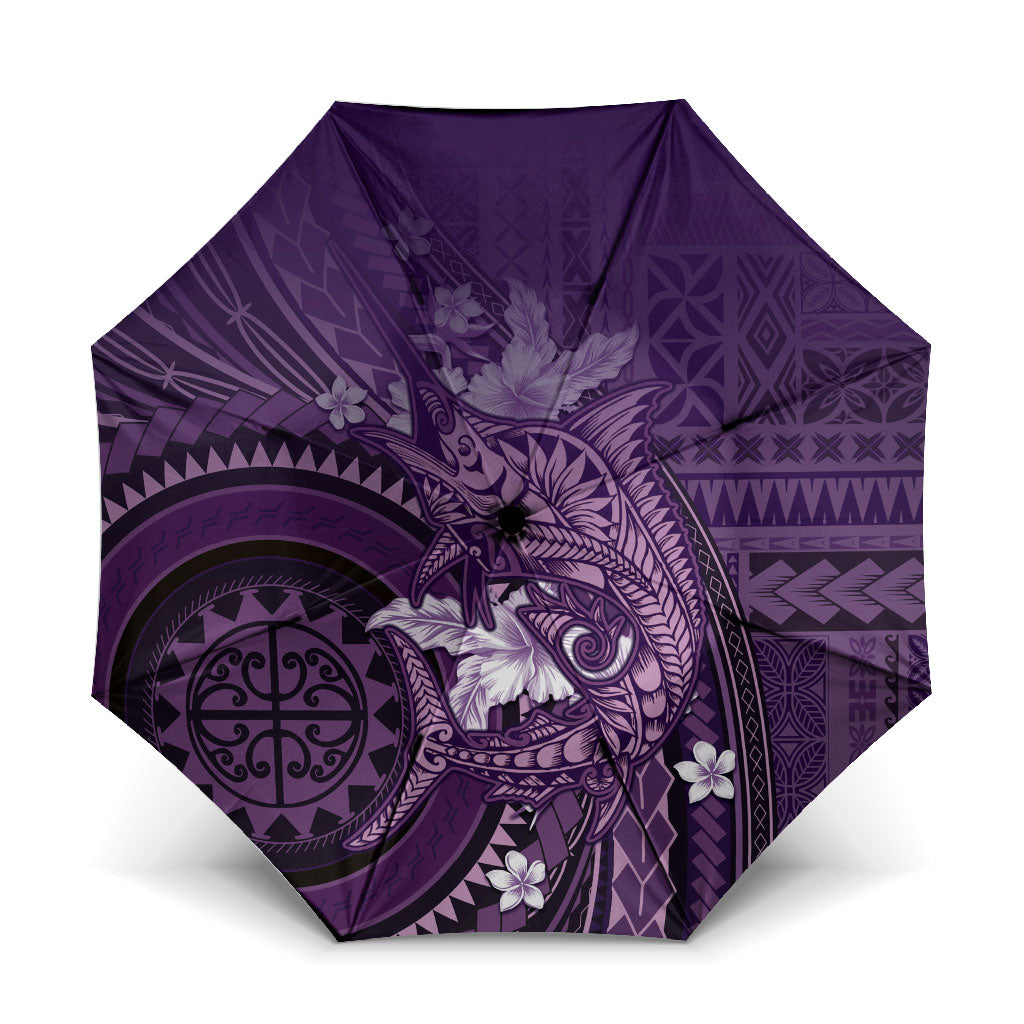 Samoa Tatau Marlin Umbrella With Siapo Motifs Violet