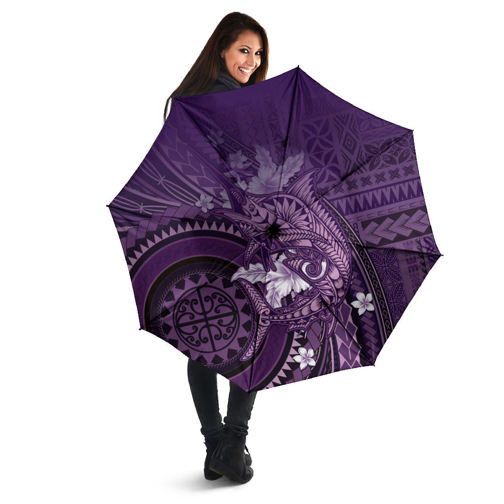Samoa Tatau Marlin Umbrella With Siapo Motifs Violet