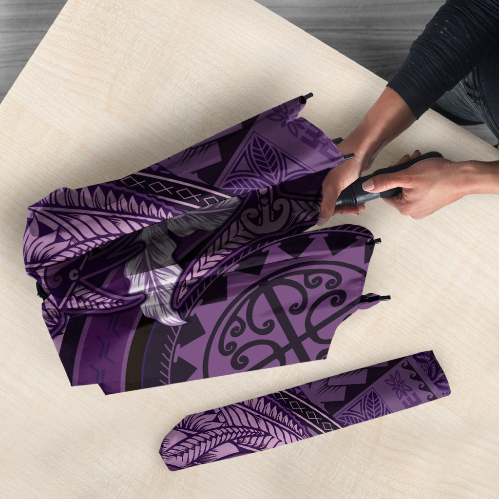 Samoa Tatau Marlin Umbrella With Siapo Motifs Violet