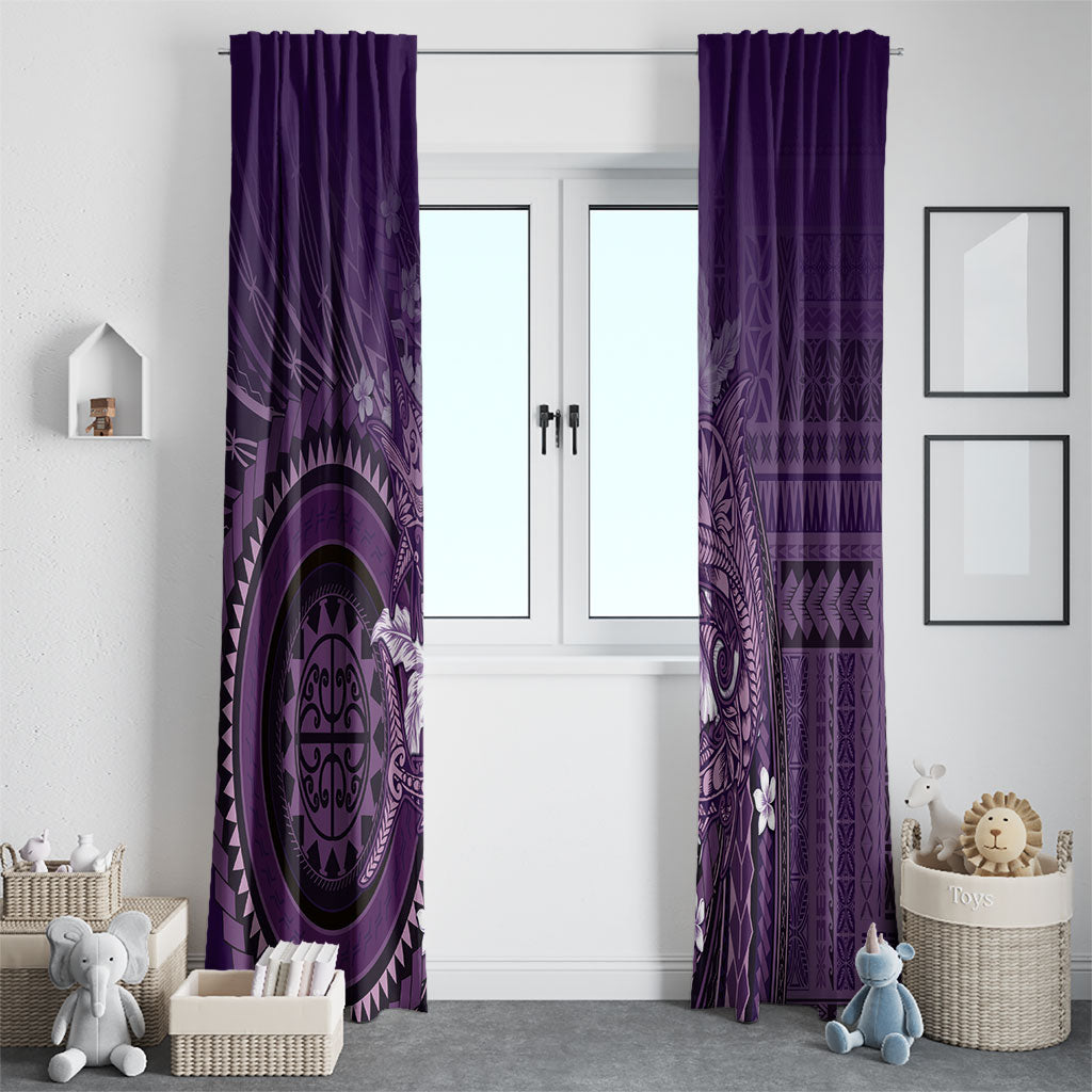 Samoa Tatau Marlin Window Curtain With Siapo Motifs Violet LT05 - Polynesian Pride