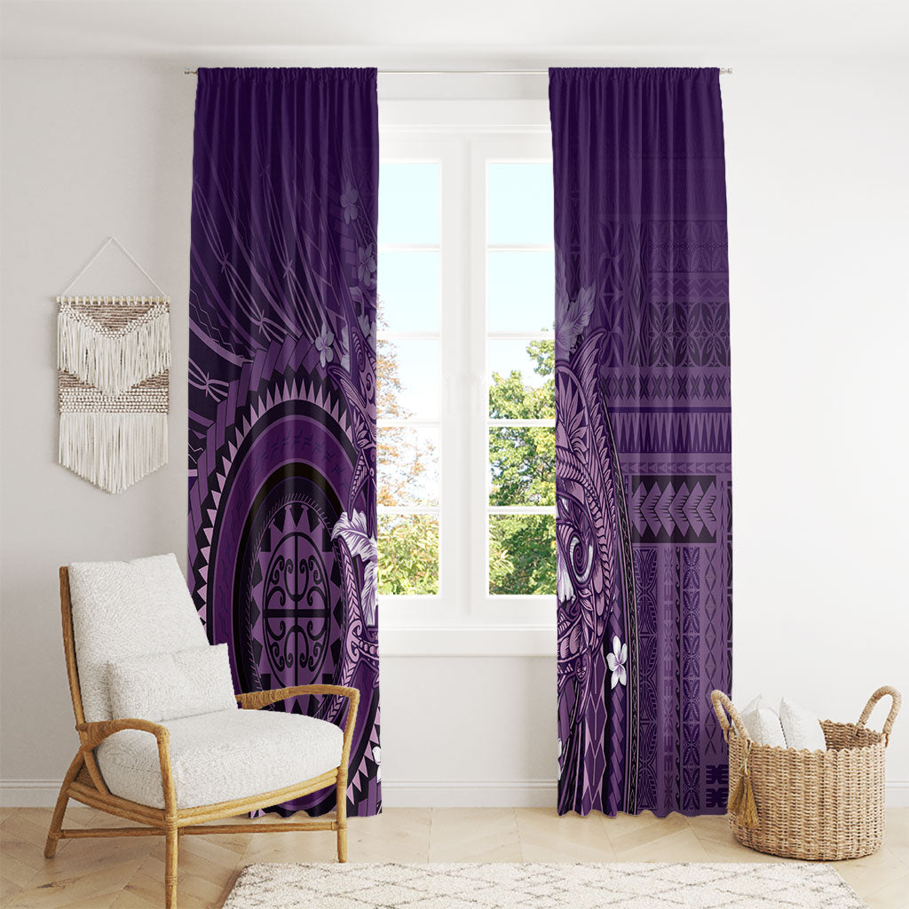 Samoa Tatau Marlin Window Curtain With Siapo Motifs Violet LT05 - Polynesian Pride