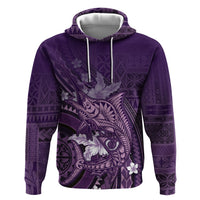 Samoa Tatau Marlin Zip Hoodie With Siapo Motifs Violet LT05 Pullover Hoodie Violet - Polynesian Pride