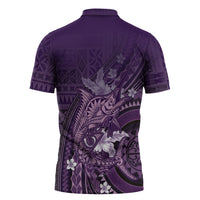 Samoa Tatau Marlin Zipper Polo Shirt With Siapo Motifs Violet