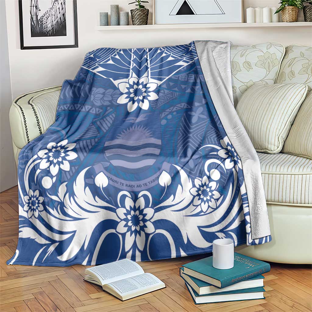 Wikin te Taetae ni Kiribati Blanket Pacific Tapa Pattern LT05 Blue - Polynesian Pride