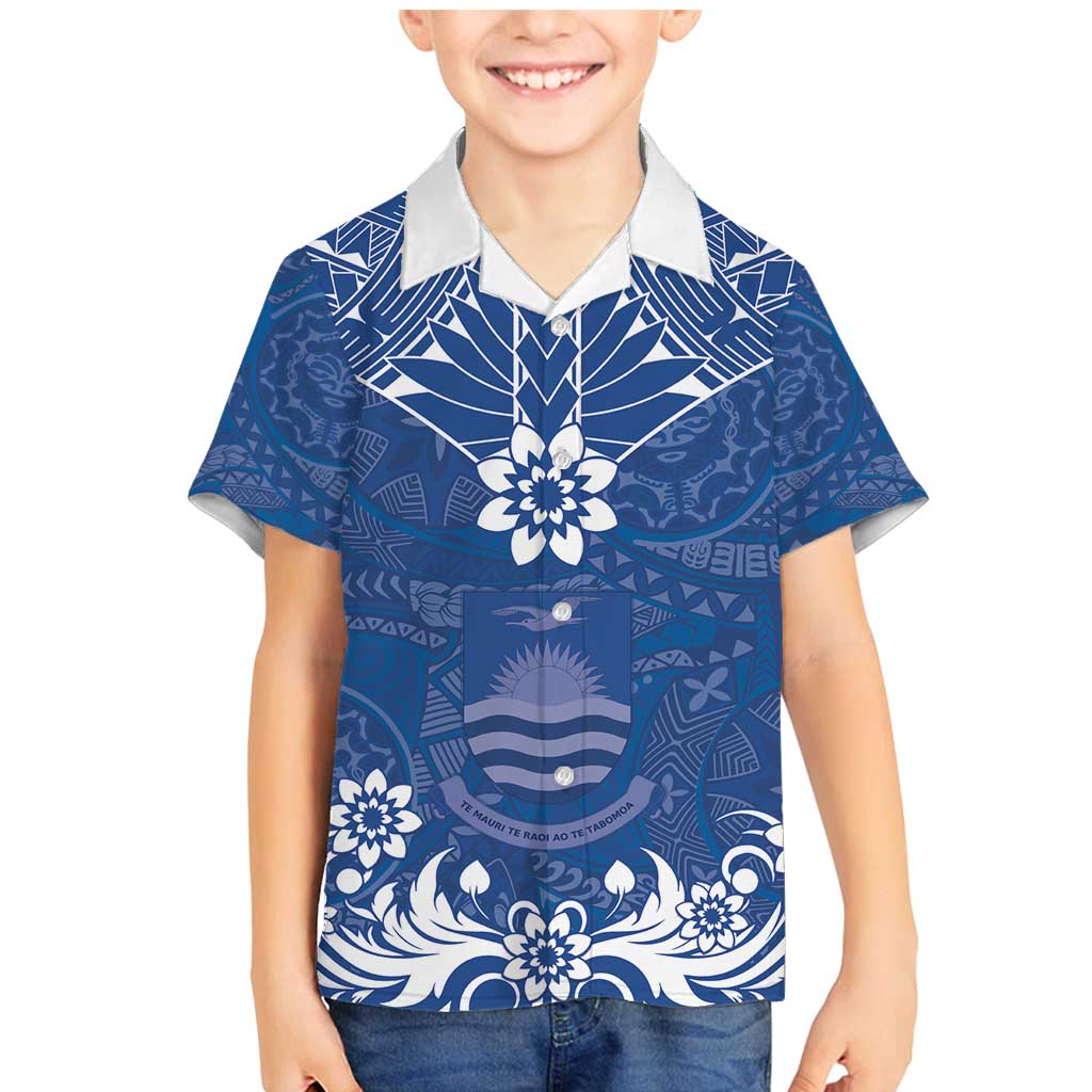 Wikin te Taetae ni Kiribati Family Matching Mermaid Dress and Hawaiian Shirt Pacific Tapa Pattern LT05 Son's Shirt Blue - Polynesian Pride