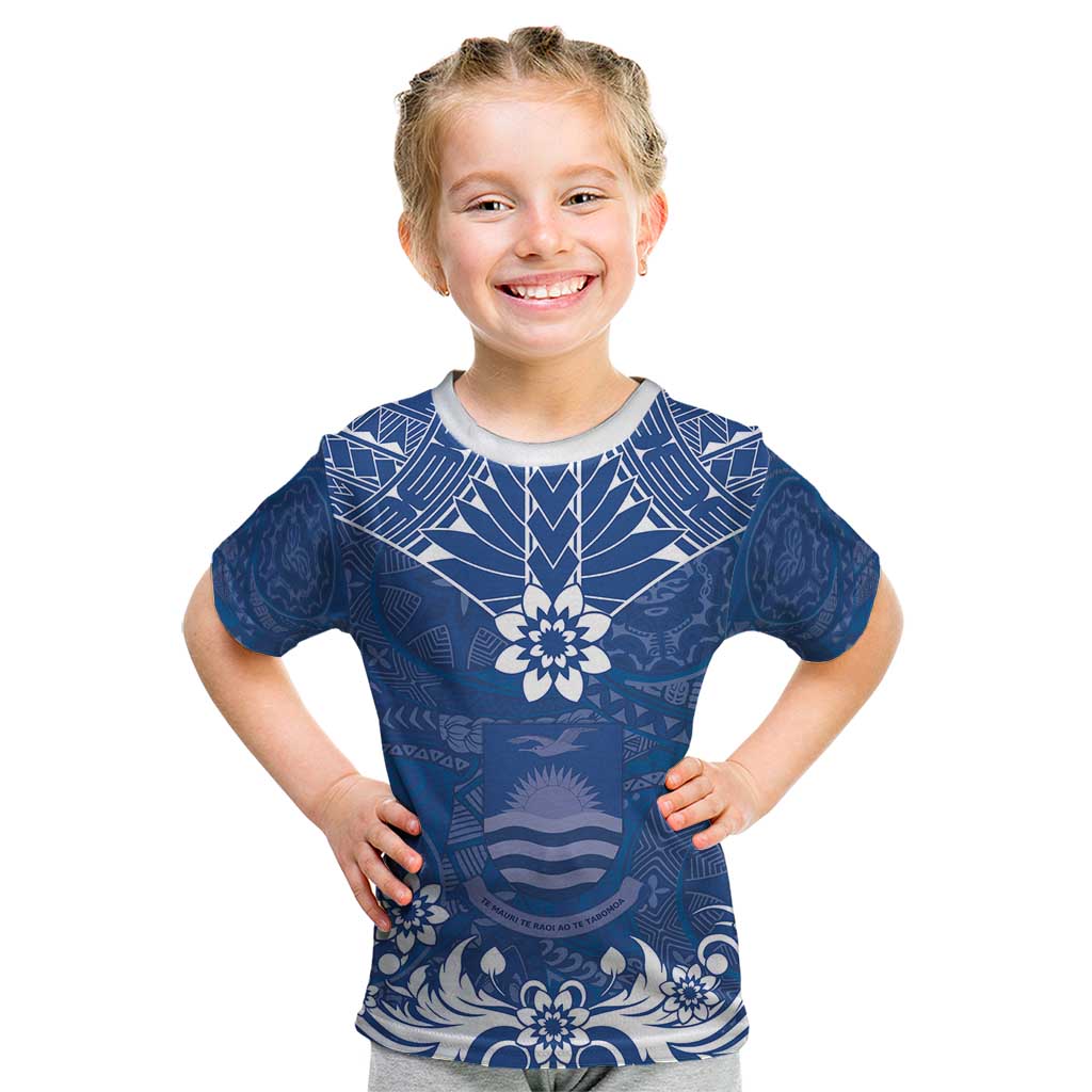 Wikin te Taetae ni Kiribati Kid T Shirt Pacific Tapa Pattern LT05 Blue - Polynesian Pride