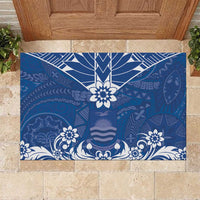 Wikin te Taetae ni Kiribati Rubber Doormat Pacific Tapa Pattern LT05 Blue - Polynesian Pride