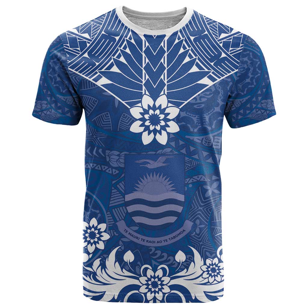 Wikin te Taetae ni Kiribati T Shirt Pacific Tapa Pattern LT05 Blue - Polynesian Pride