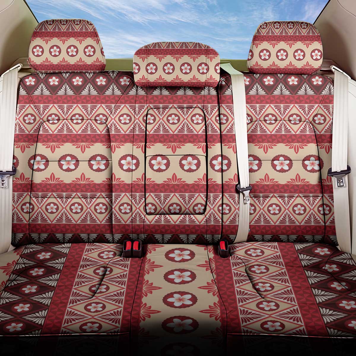 Tonga Language Week Back Car Seat Cover Lea Faka-Tonga Everyday LT05 One Size Beige - Polynesian Pride